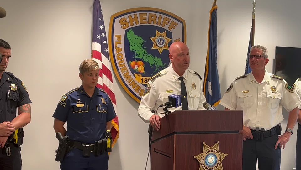 Sheriff Jerry Turlich and Louisiana State Police Trooper First Class Kate Stegall give an update of the incident that injured a PPSO Deputy.