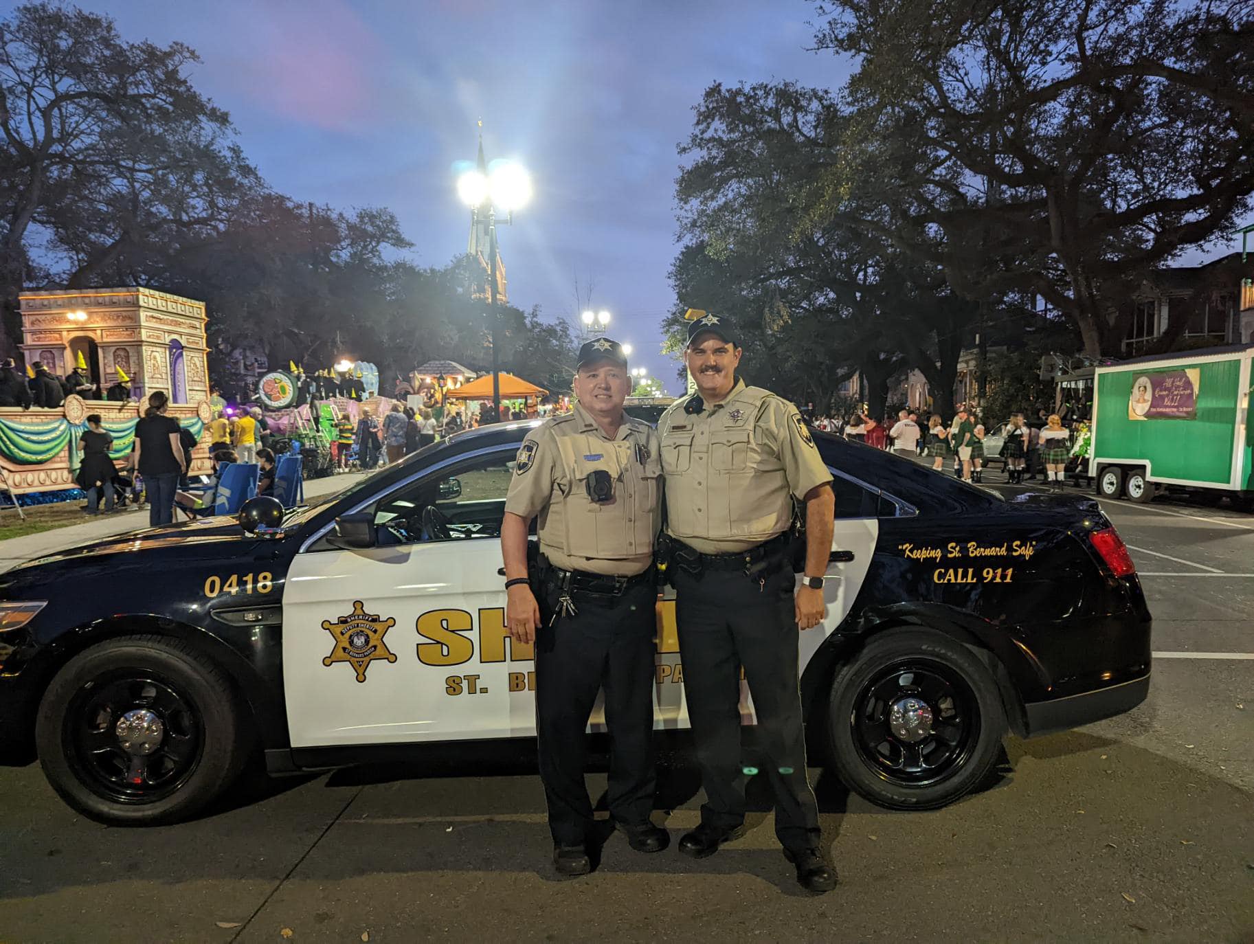 St. Bernard Sheriff’s Office deputies and the Reserve Division escorted Chalmette High School’s band and Charmers dancing group at the Krewe of Druids para
