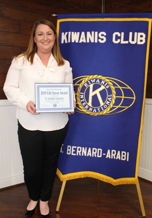 St. Bernard Sheriff’s Office Lt. Jennifer Gutierrez received the Kiwanis Club of