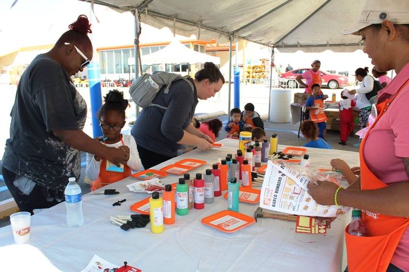 Children enjoying the craft area at the Chalmette Home Depot’s annual St. Bernar