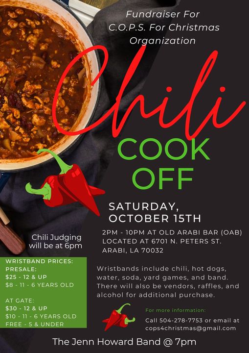 SBSO 'COPS FOR CHRISTMAS' CHILI COOK OFF FUNDRAISER IS TODAY