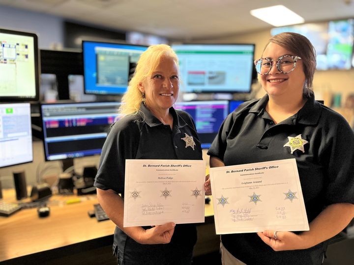 SBSO NEW 9-1-1 DISPATCHERS 

Two St. Bernard Sheriff’s Office deputies recently completed the neces