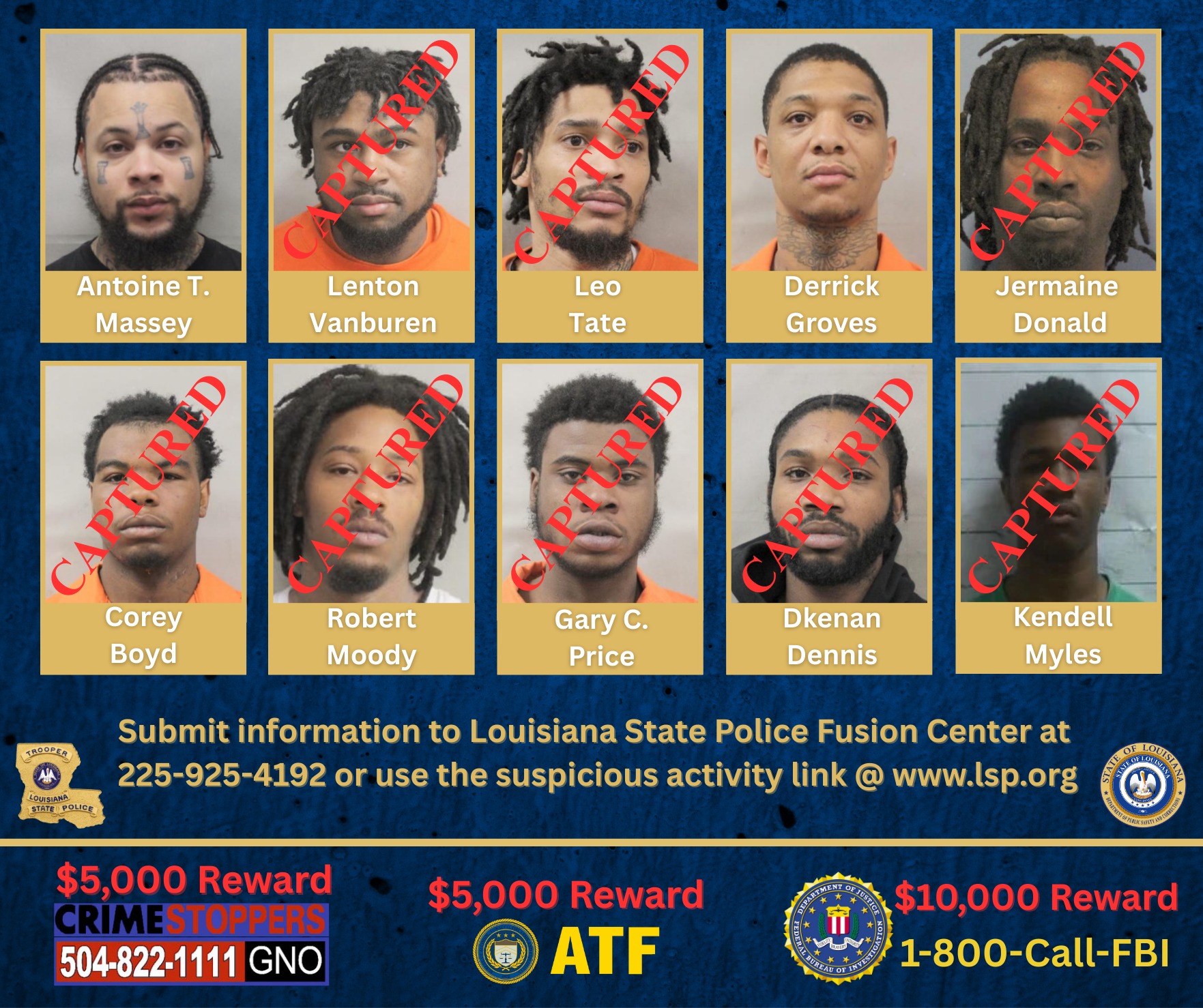 Update: On May 26, 2025, three of the remaining fugitives were taken into custody this afternoon.