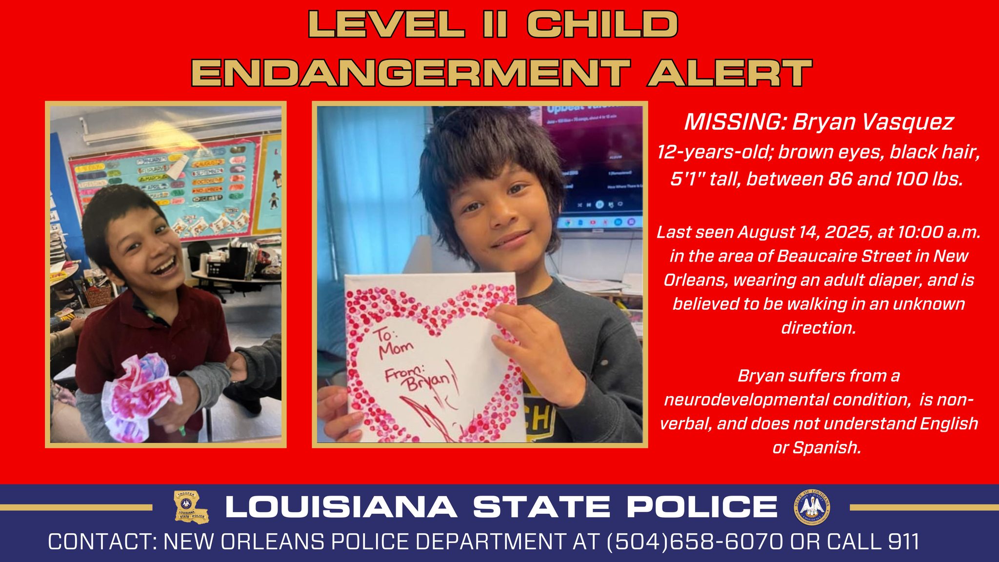 In coordination with the New Orleans Police Department, and in an effort to ensure wider disseminati