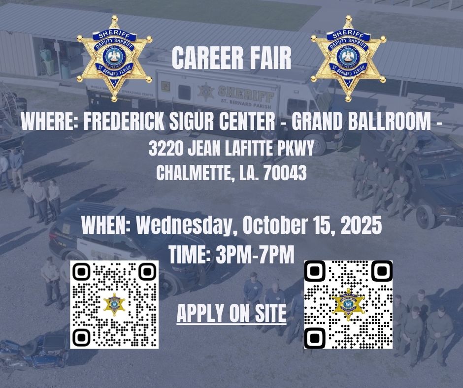 MARK YOUR CALENDARS FOR SBSO’S JOB FAIR OCT. 15

Have you ever wondered what a career in law enforc