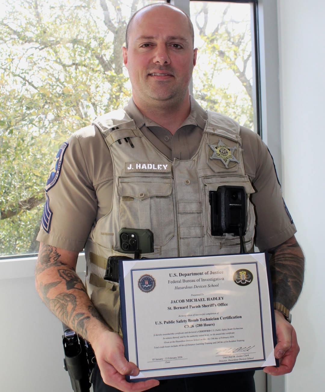 SBSO SGT. JACOB HADLEY GRADUATES FROM HAZARDOUS DEVICES SCHOOL

St. Bernard Sheriff’s Office Sgt. J