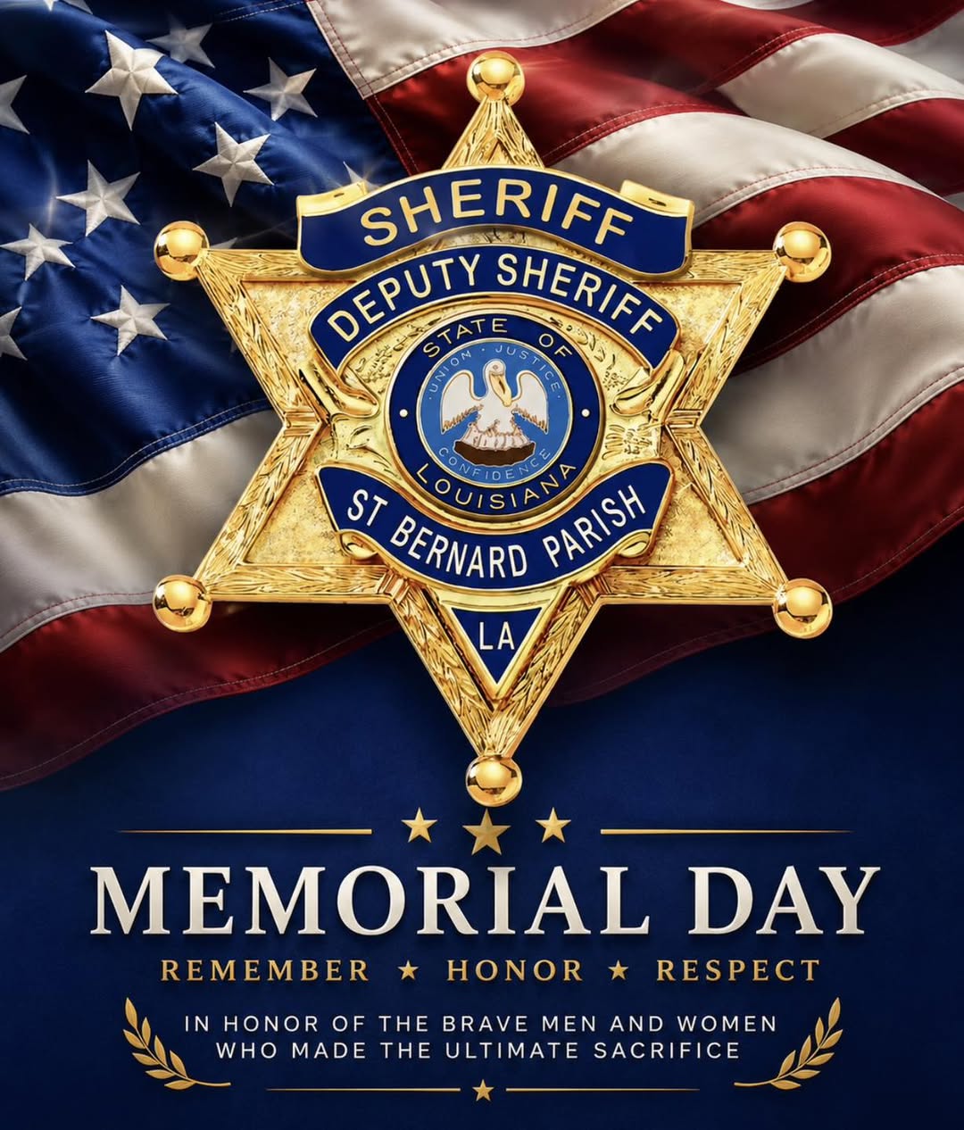 SBSO ADMINISTRATIVE OFFICES CLOSED MONDAY FOR MEMORIAL DAY 

The St. Bernard Sheriff’s Office admin