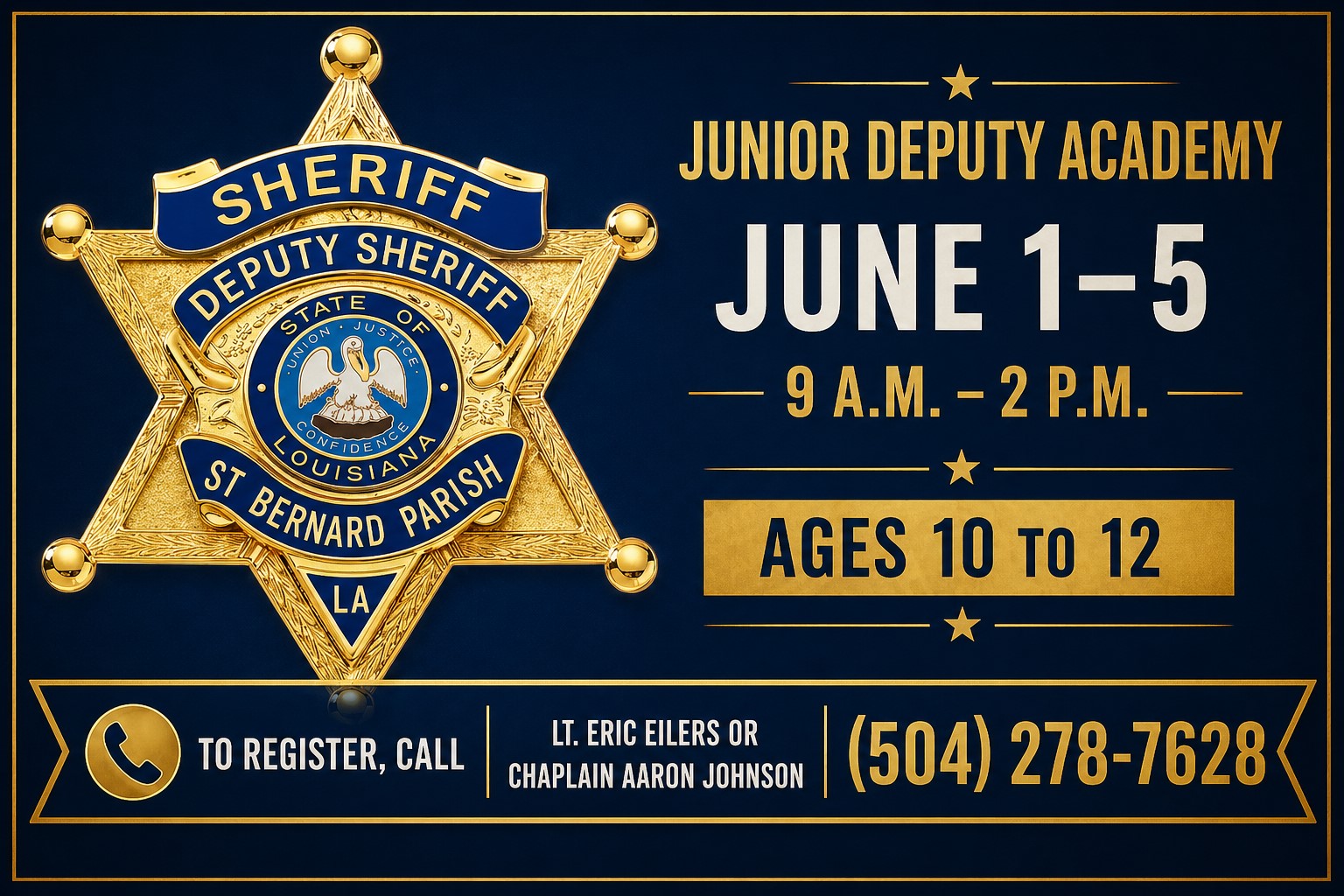 SBSO OPENS REGISTRATION FOR JUNIOR DEPUTY PROGRAM 

Looking for a summer experience that’s more tha