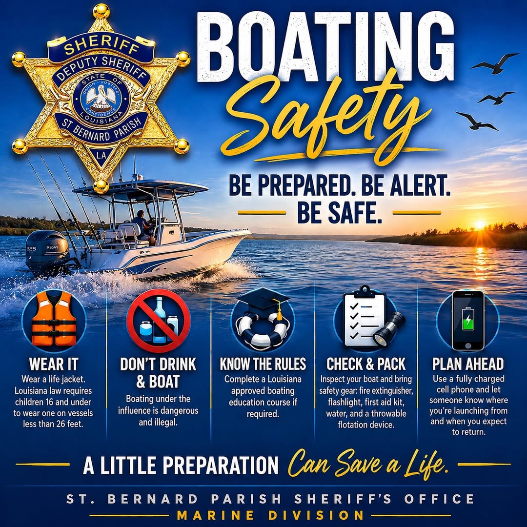 SBSO PROMOTES BOATING SAFETY

As summer fishing and boating season gets underway across St. Bernard
