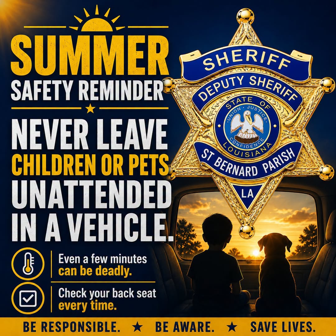 SUMMER HEAT SAFETY REMINDER

As summer temperatures continue to rise, Sheriff James Pohlmann wants