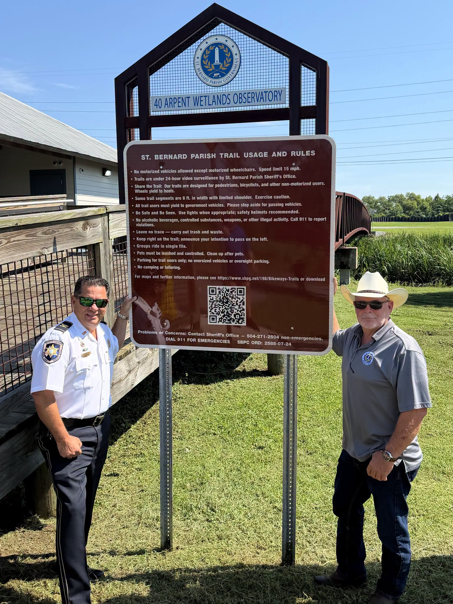 SBSO PARTNERS WITH PARISH GOVERNMENT TO ENHANCE TRAIL SAFETY 

The St. Bernard Parish Sheriff’s Off